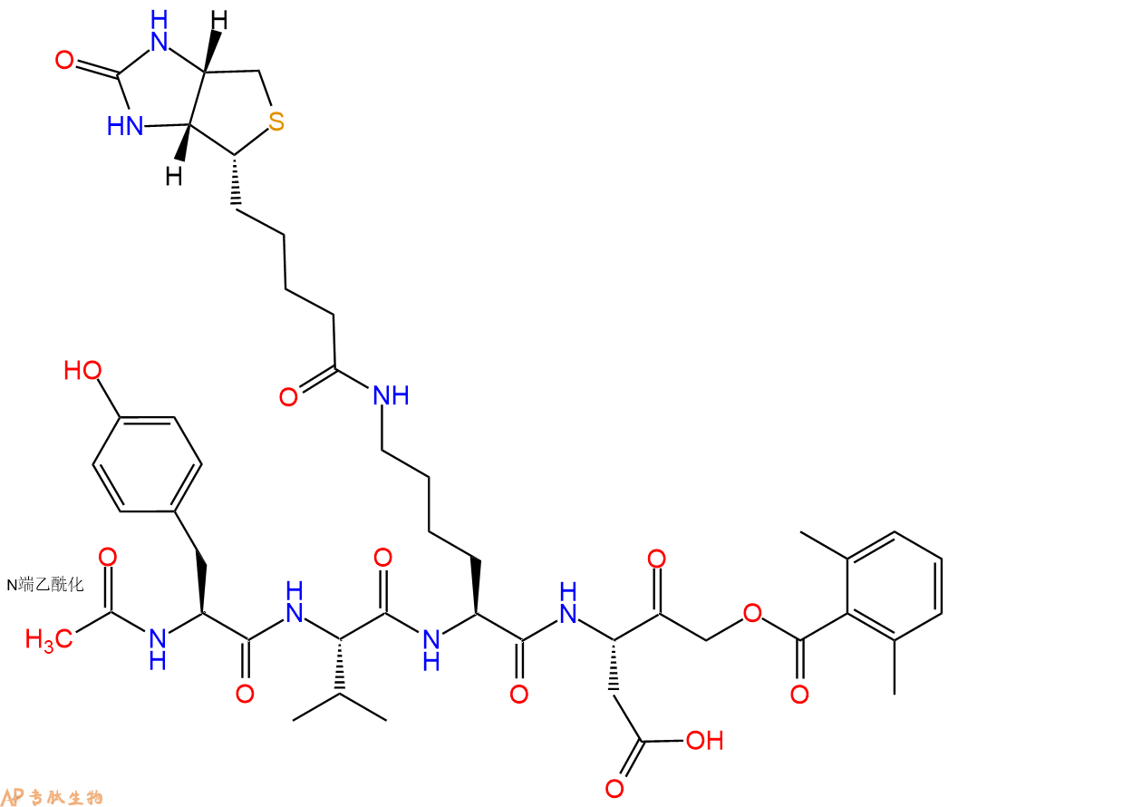 专肽生物产品四肽Ac-Tyr-Val-Lys(biotinyl)-Asp-2,6-dimethylbenzoyl154719-25-2