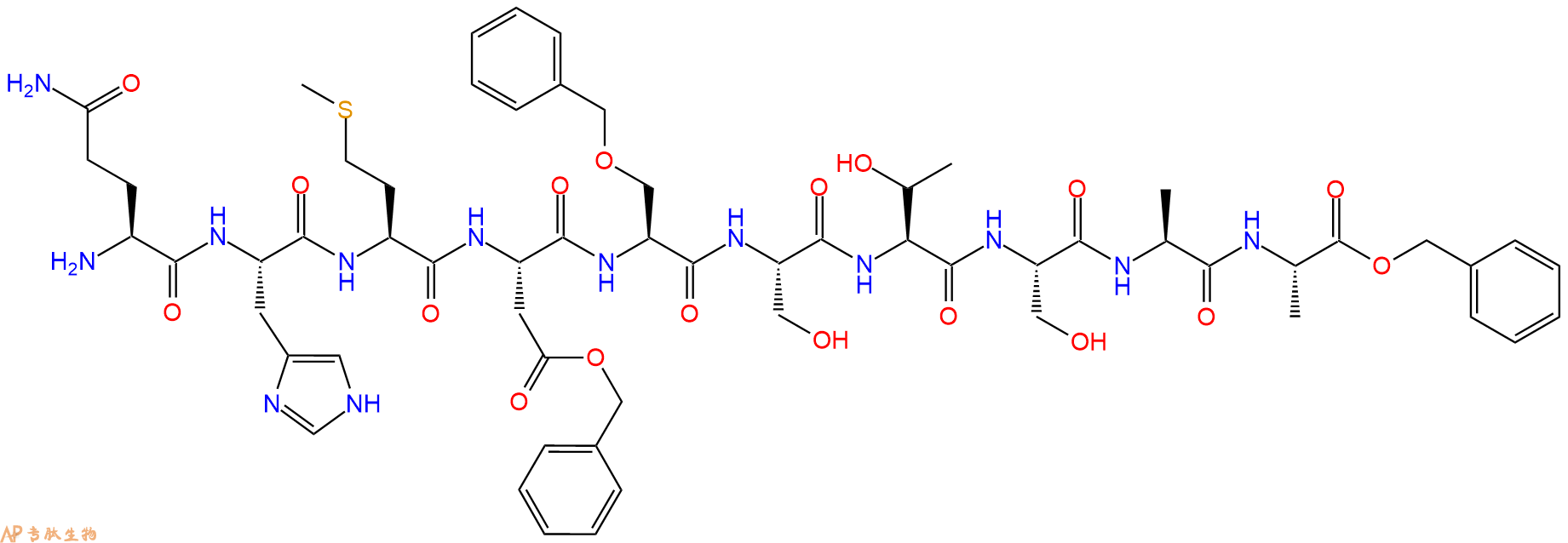 专肽生物产品Gln-H-M-Asp(OBzl)-Ser(Bzl)-S-T-S-A-Ala-苄酯化TFA111334-60-2