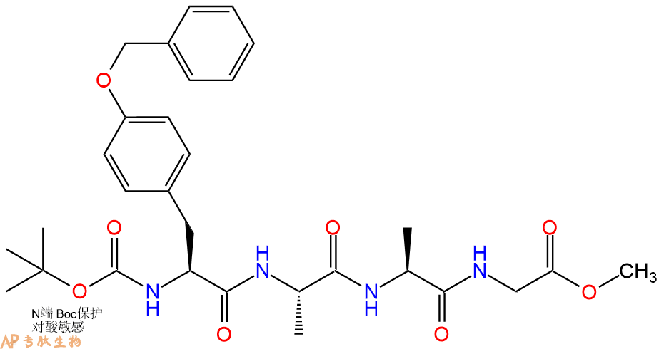 专肽生物产品四肽Boc-Tyr(Bzl)-Ala-Ala-Gly-甲酯化62570-90-5