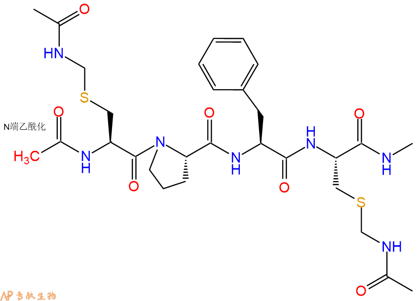 专肽生物产品四肽Ac-Cys(Acm)-Pro-Phe-Cys(Acm)-甲氨基化141249-06-1