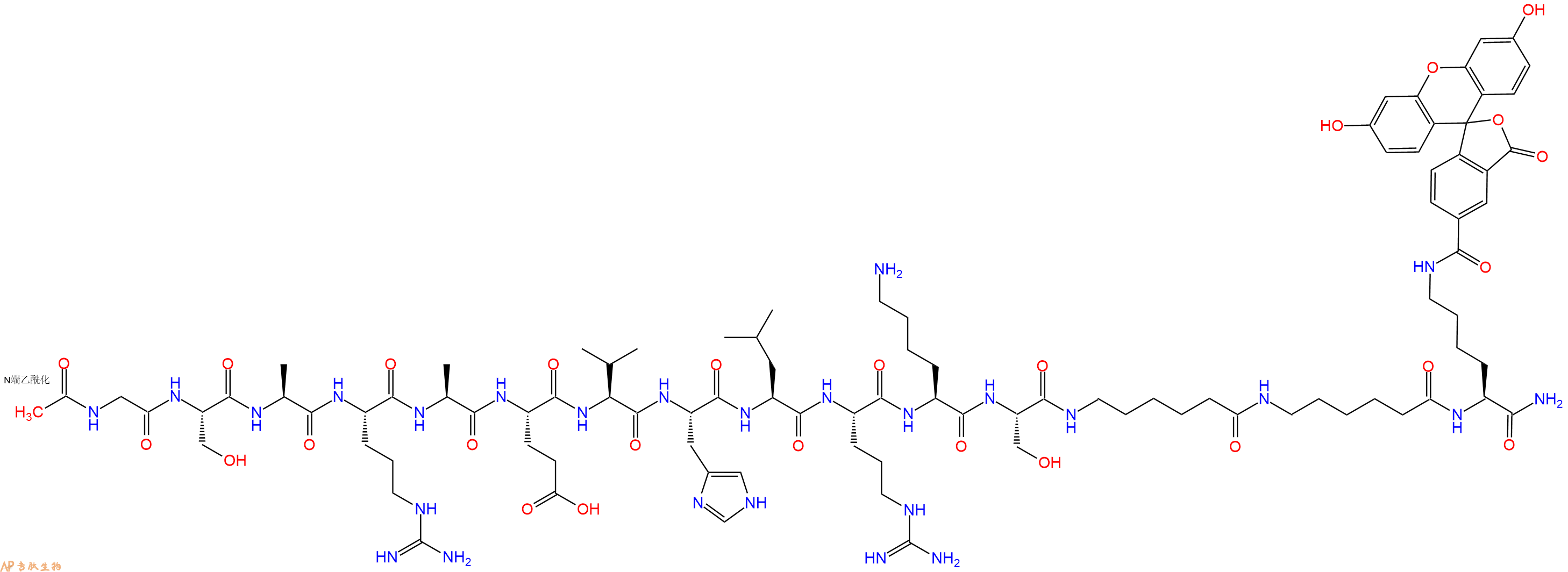 专肽生物产品十五肽Ac-GSARAEVHLRKS-Acp-Acp-K(5Fam)-NH21235442-45-1