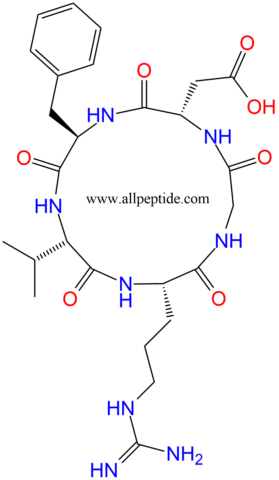 专肽生物产品c(RGD)环肽：c(RGDfV)、c(RGD-DPhe-V)137813-35-5