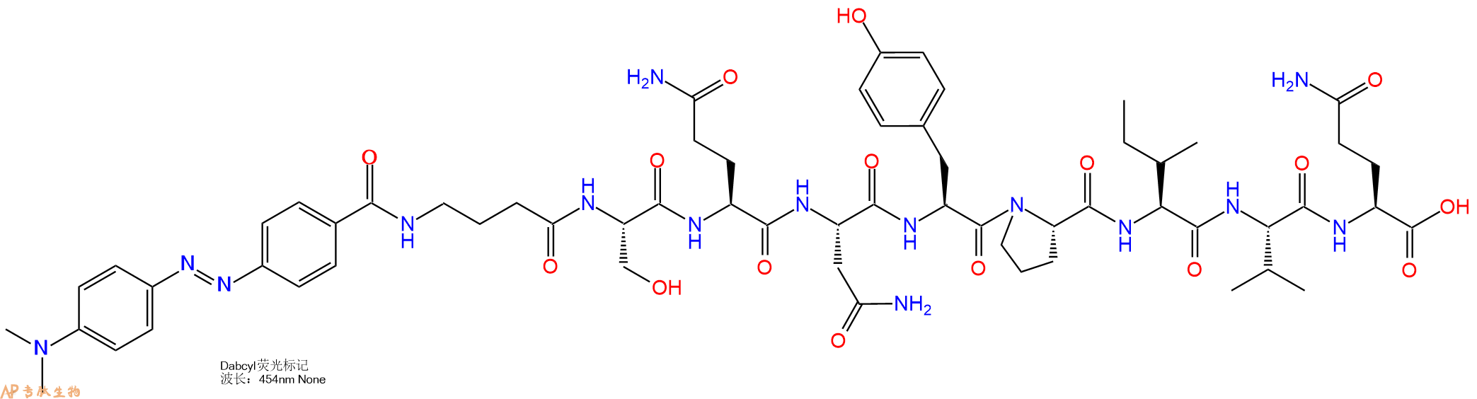 专肽生物产品DABCYL修饰肽：DABCYL-GABA-Ser-Gln-Asn-Tyr-Pro-Ile-Val-131941-75-8