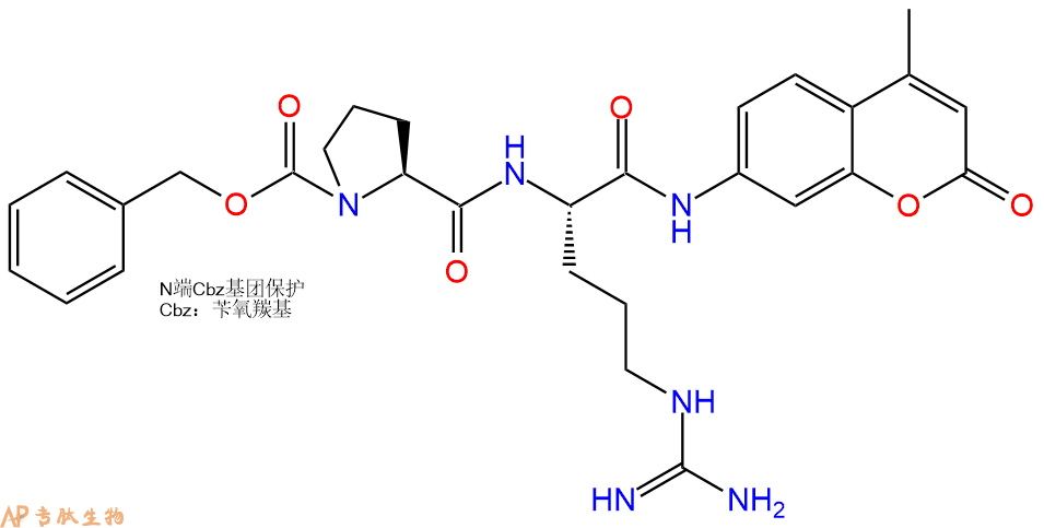 专肽生物产品二肽标记肽Z-Pro-Arg-7-氨基-4-甲基香豆素 HCL70375-23-4