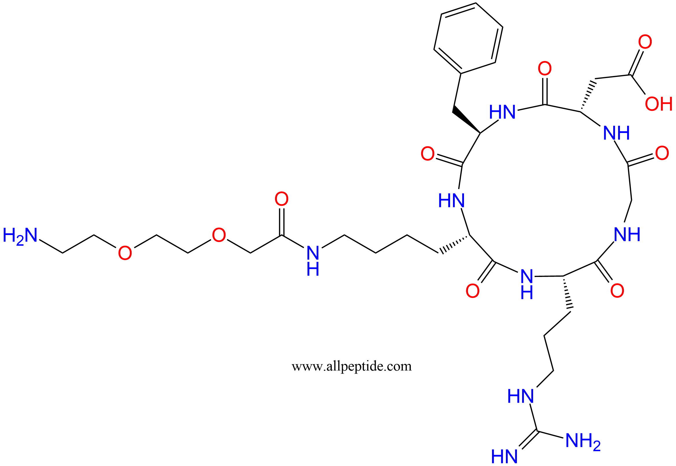 专肽生物产品c(RGD)环肽：c(RGDfK(PEG2))