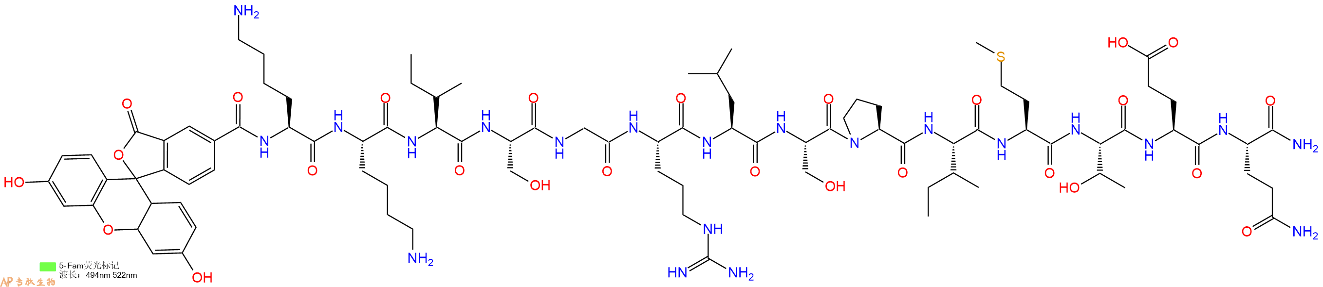 专肽生物产品5-Fam-Woodtide、Woodtide, FAM-labeled、Forkheadderived Peptide1566528-51-5