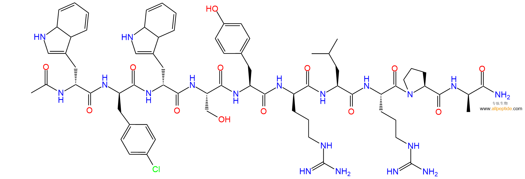 专肽生物产品Acetyl -(DTrp1, DPhe(4-Cl)2, DTrp3, DArg6, DAla10)86044-76-0