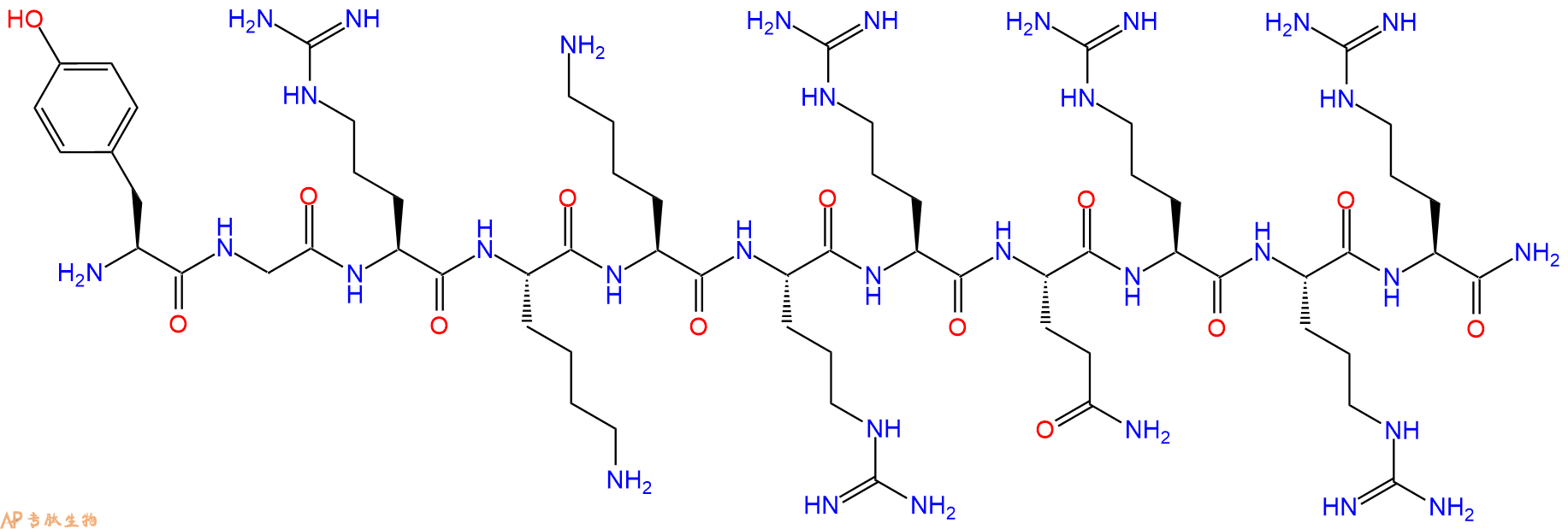 专肽生物产品细胞穿膜肽TAT(47-57)-amide、HIV-1 TAT Protein Peptide697226-52-1