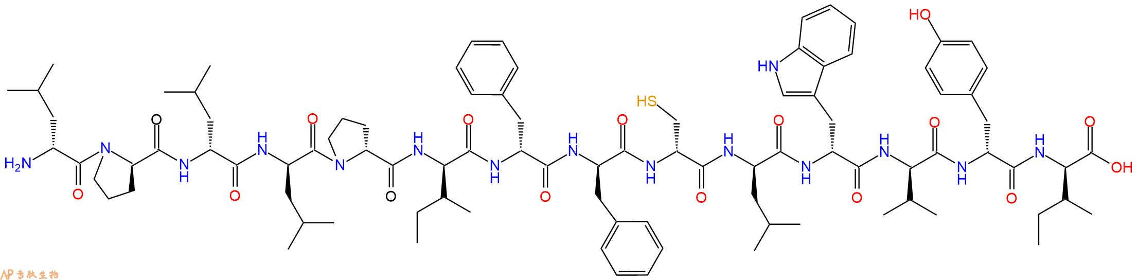 专肽生物产品十四肽DLeu-DPro-DLeu-DLeu-DPro-DIle-DPhe-DPhe-DCys-DL