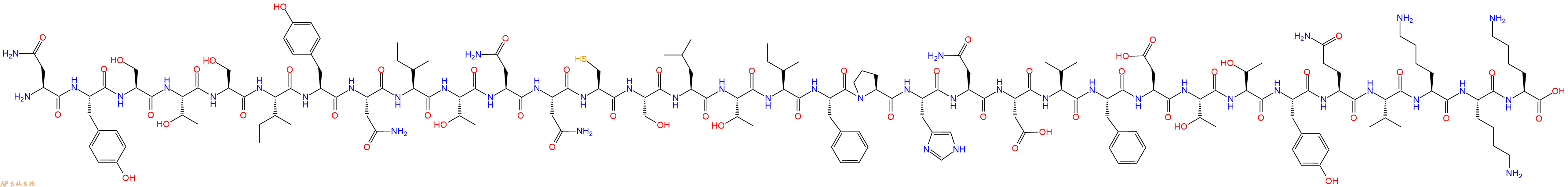 专肽生物产品Asn-Tyr-Ser-Thr-Ser-Ile-Tyr-Asn-Ile-Thr-Asn-Asn-Cy