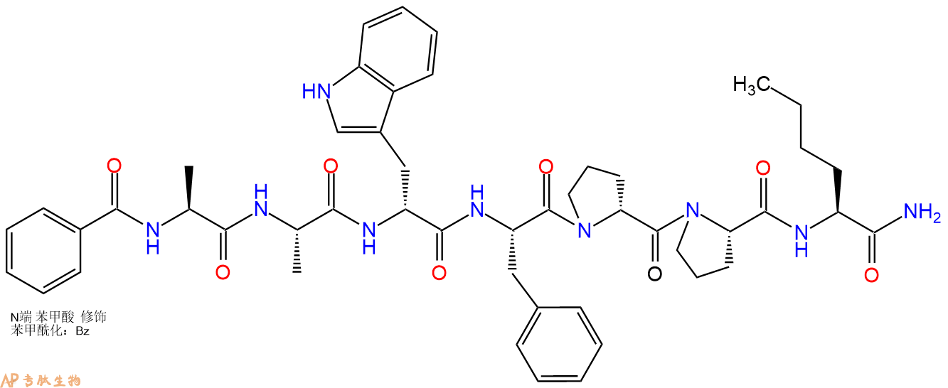 专肽生物产品七肽Bz-AA-DTrp-F-DPro-P-Nle-NH2141636-65-9