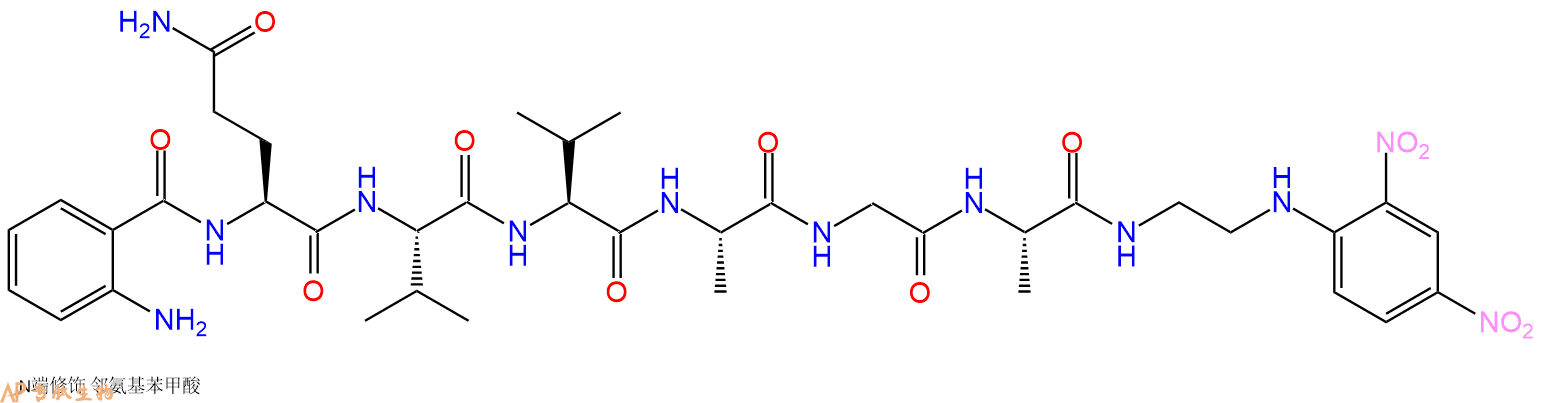 专肽生物产品六肽Abz-Gln-Val-Val-Ala-Gly-Ala-EDDnp152390-52-8