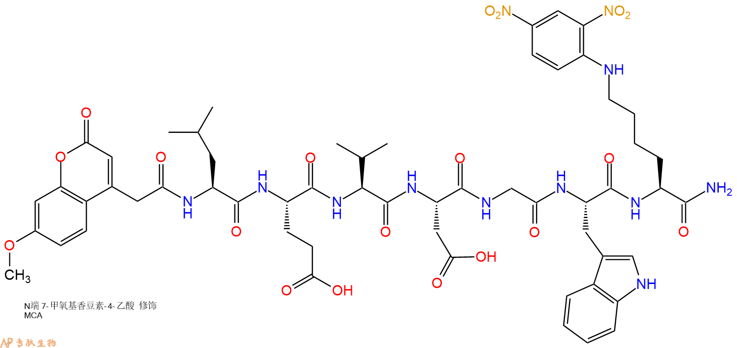 专肽生物产品七肽Mca-LEVDGW-K(Dnp)-NH2400727-81-3