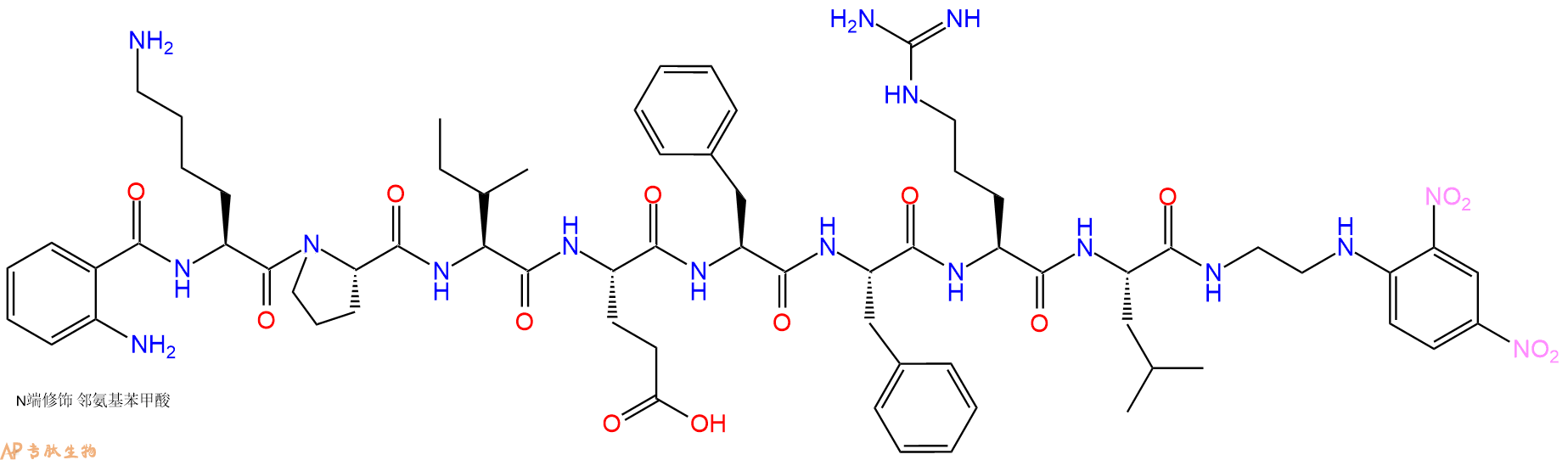 专肽生物产品八肽Abz-KPIEFFRL-EDDnp