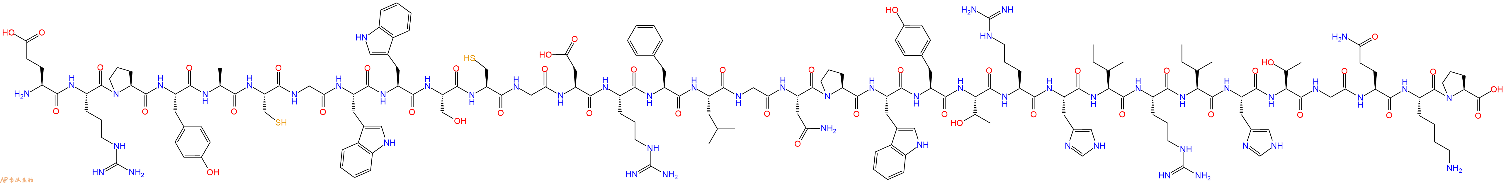 专肽生物产品Glu-Arg-Pro-Tyr-Ala-Cys-Gly-Trp-Trp-Ser-Cys-Gly-As