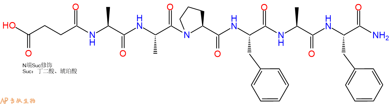 专肽生物产品六肽Suc-Ala-Ala-Pro-Phe-Ala-Phe-NH2