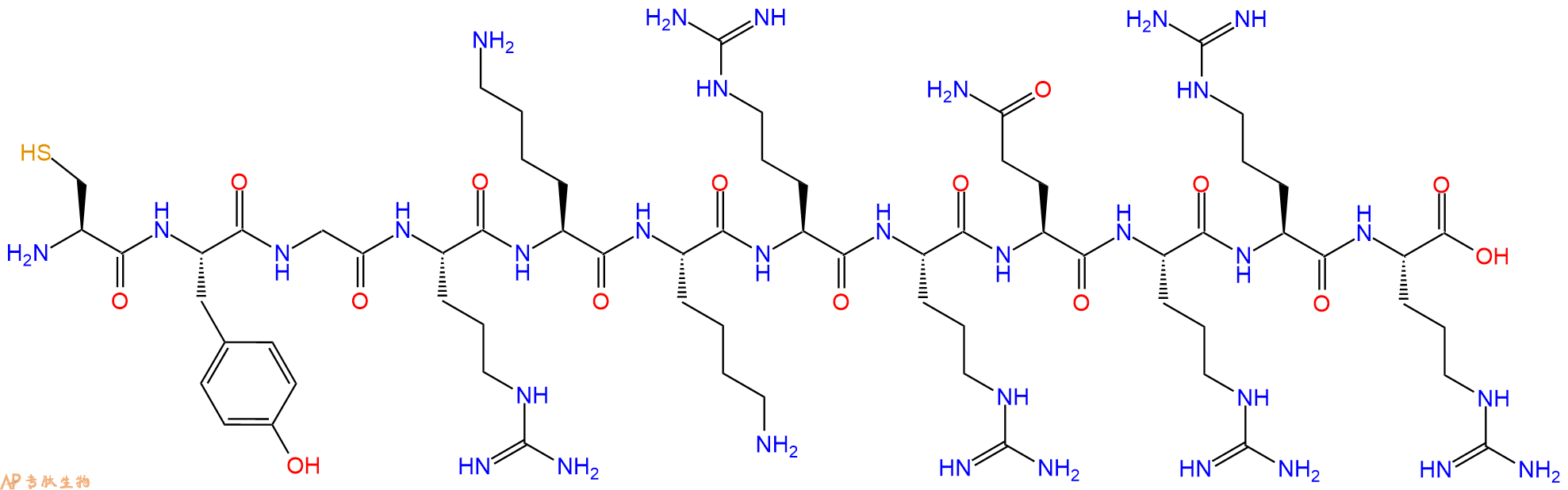 专肽生物产品含巯基的细胞穿膜肽：Cys-TAT(47-57),Cys-YGRKKRRQRRR