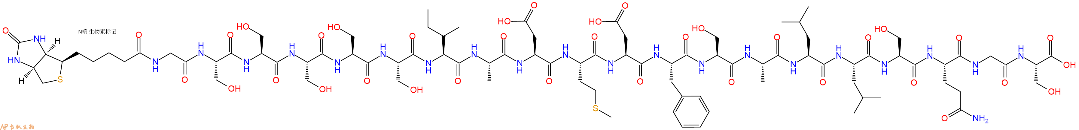 专肽生物产品生物素标记肽Biotin-GSSSSSIADMDFSALLSQGS