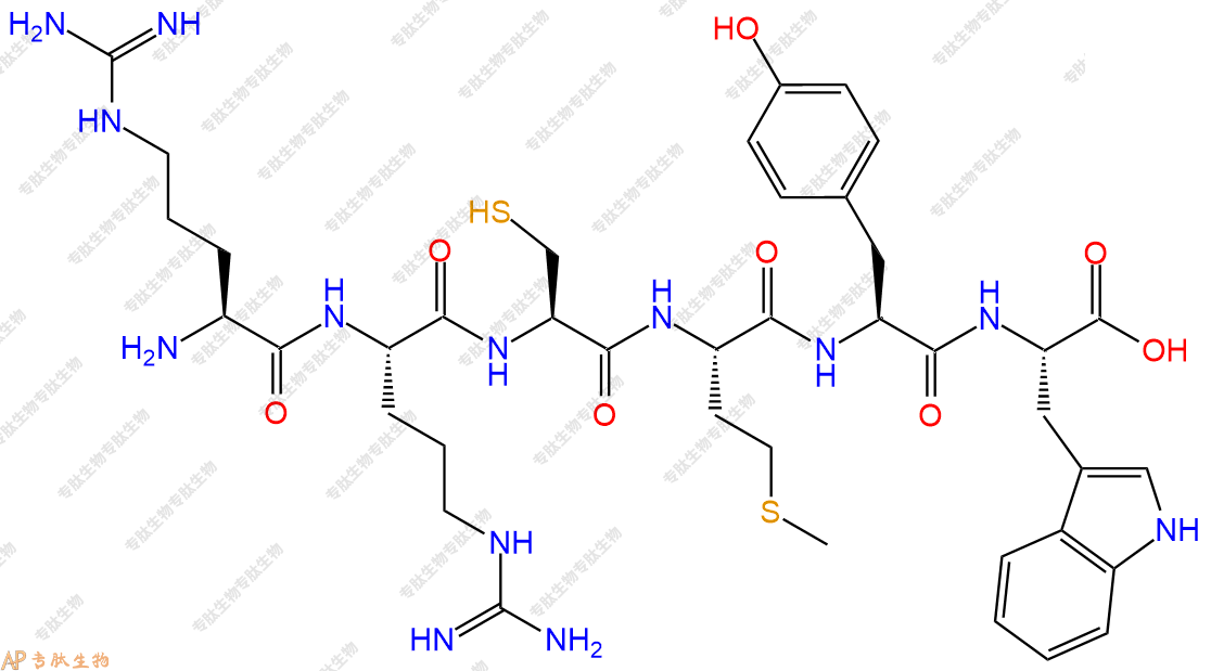 专肽生物产品六肽Arg-Arg-Cys-Met-Tyr-Trp