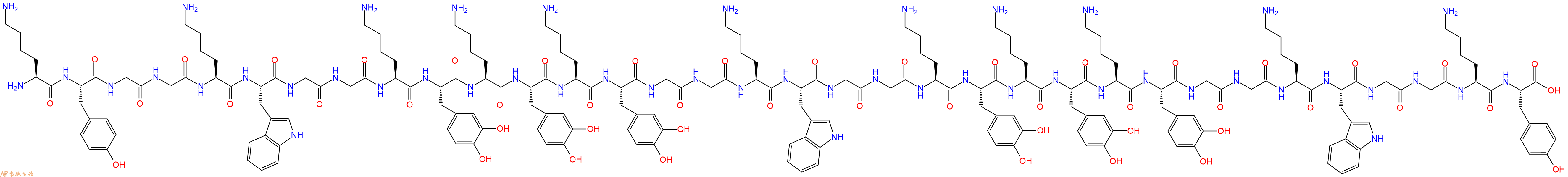 专肽生物产品Lys-Tyr-Gly-Gly-Lys-Trp-Gly-Gly-Lys-DOPA-Lys-DOPA-
