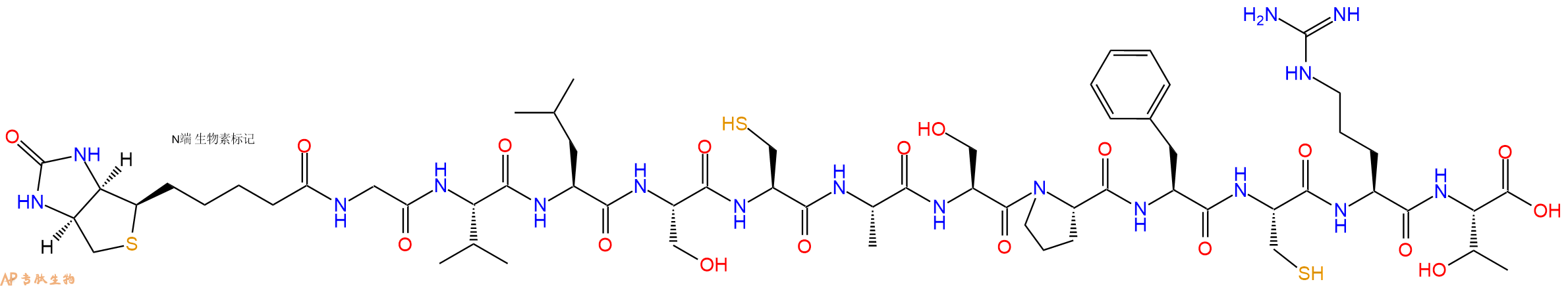 专肽生物产品生物素标记肽Biotin-GVLSCASPFCRT
