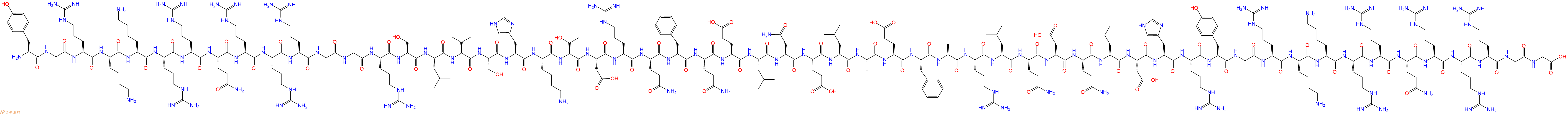 专肽生物产品Tyr-Gly-Arg-Lys-Lys-Arg-Arg-Gln-Arg-Arg-Arg-Gl
