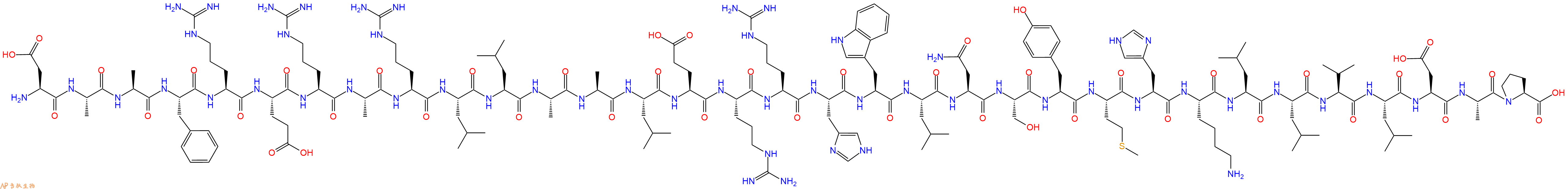 专肽生物产品Asp-Ala-Ala-Phe-Arg-Glu-Arg-Ala-Arg-Leu-Leu-Al