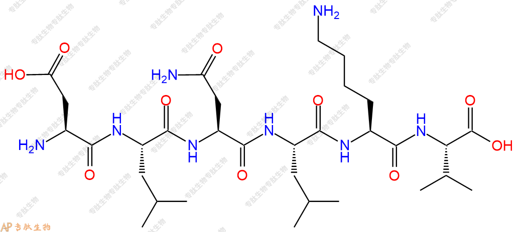 专肽生物产品六肽Asp-Leu-Asn-Leu-Lys-Val