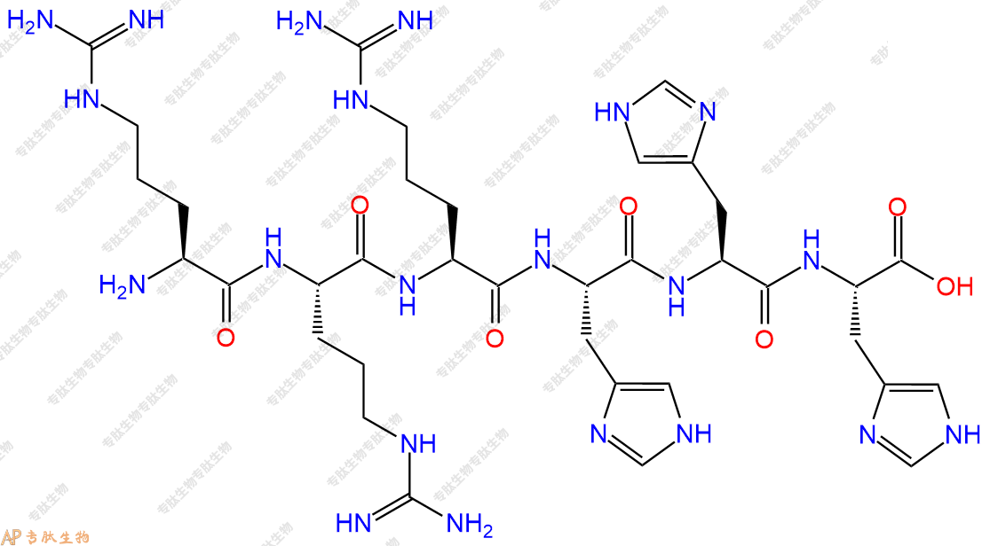 专肽生物产品六肽Arg-Arg-Arg-His-His-His