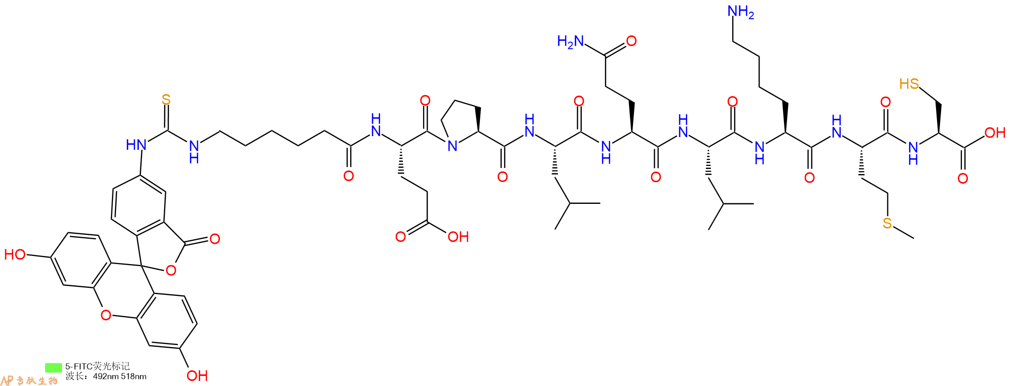 专肽生物产品九肽Fitc-Acp-EPLQLKMC