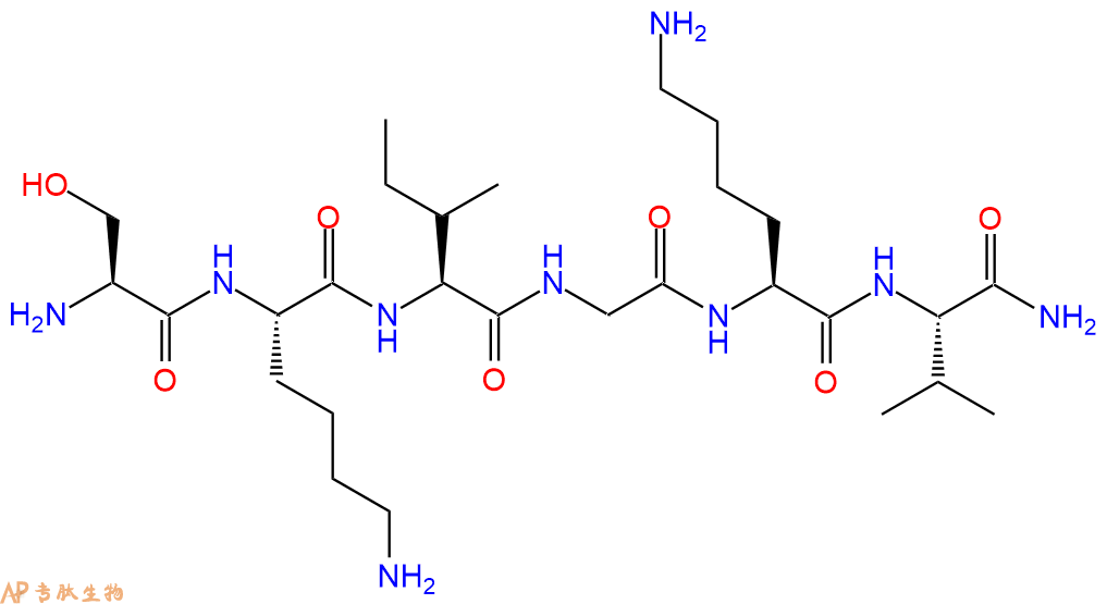 专肽生物产品六肽Ser-Lys-Ile-Gly-Lys-Val-NH2