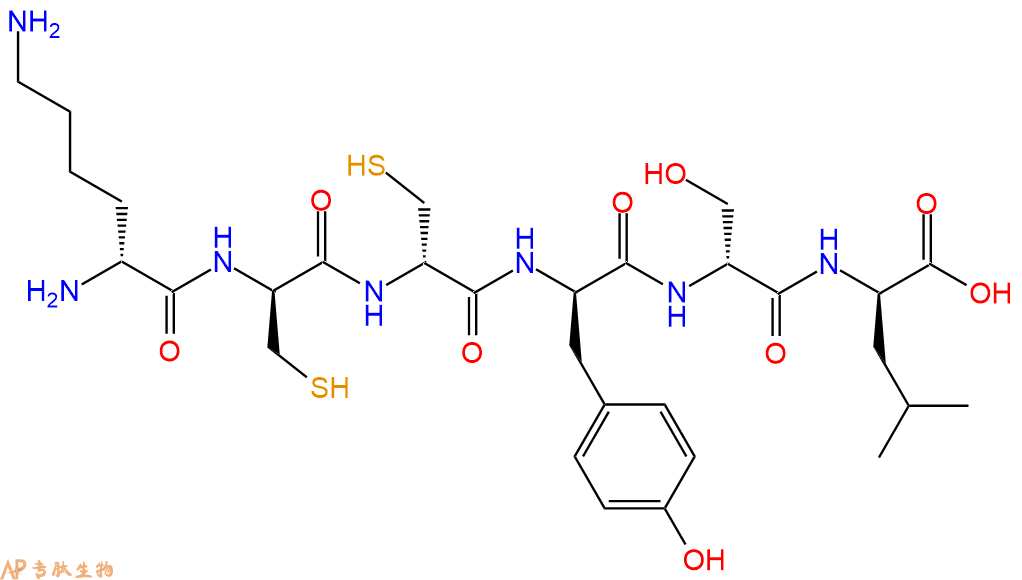 专肽生物产品六肽DLys-DCys-DCys-DTyr-DSer-DLeu