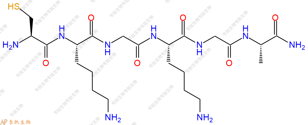 专肽生物产品六肽Cys-Lys-Gly-Lys-Gly-Ala-NH2