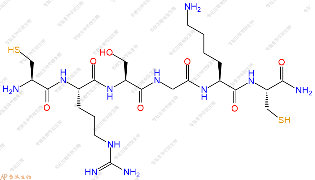 专肽生物产品六肽Cys-Arg-Ser-Gly-Lys-Cys-NH2