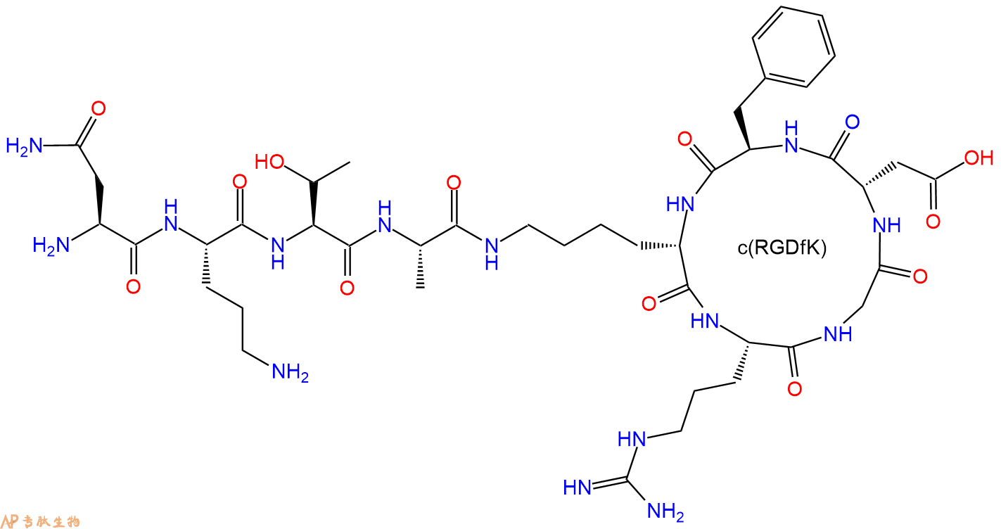 专肽生物产品四肽+RGD环肽：Asn-Orn-Thr-Ala-c(RGDfK)