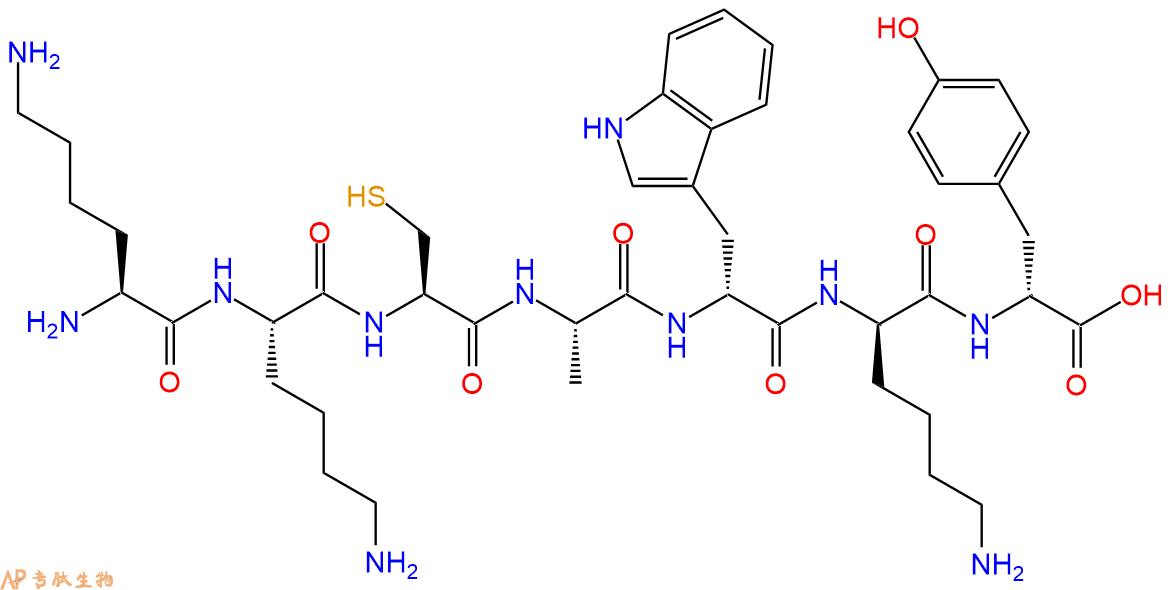 专肽生物产品七肽Lys-Lys-Cys-Ala-DTrp-DLys-DTyr