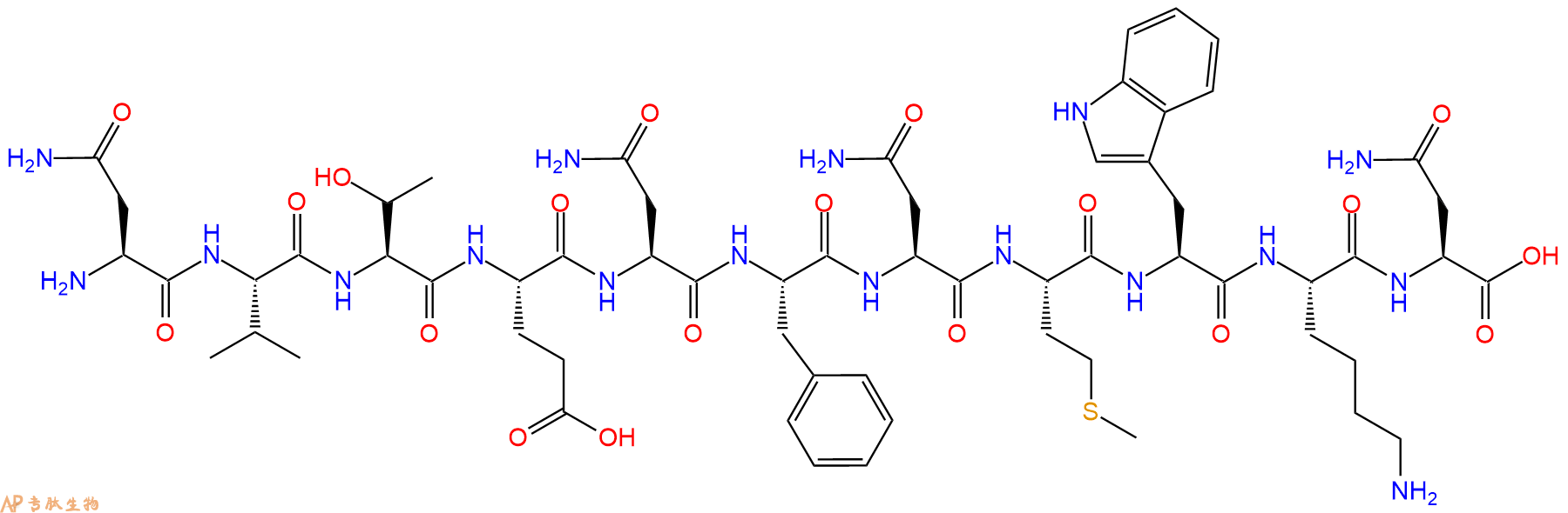 专肽生物产品ASN-Val-Thr-Glu-Asn-Phe-Asn-Met-Trp-Lys-Asn