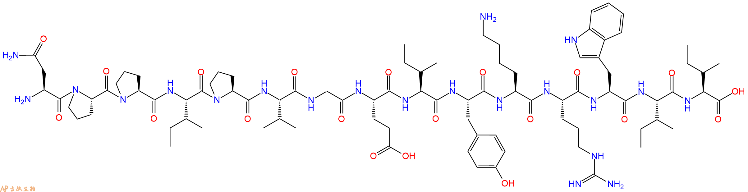 专肽生物产品H-Asn-Pro-Pro-Ile-Pro-Val-Gly-Glu-Ile-Tyr-Lys-Arg-