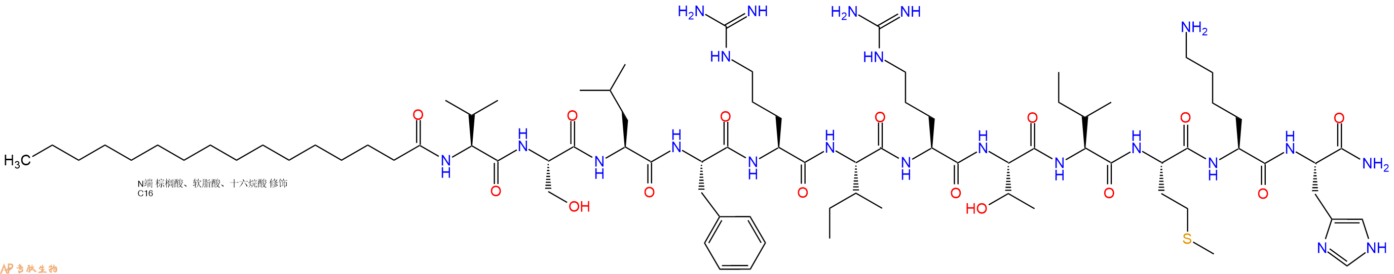 专肽生物产品Pal-Val-Ser-Leu-Phe-Arg-Ile-Arg-Thr-Ile-Met-Lys-Hi