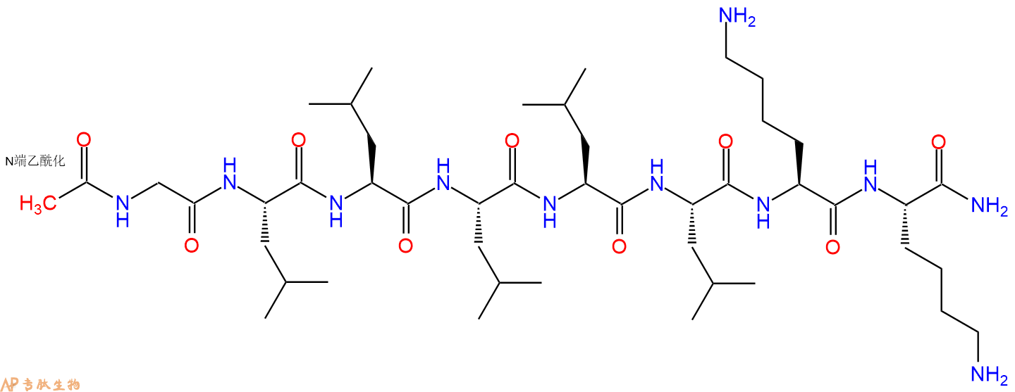 专肽生物产品Ac-Gly-Leu-Leu-Leu-Leu-Leu-Lys-Lys-NH2