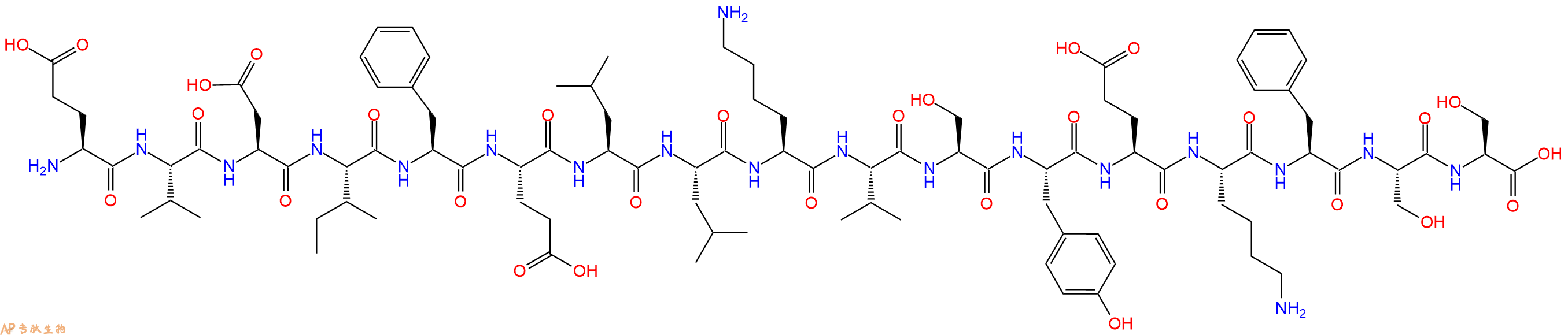 专肽生物产品H2N-Glu-Val-Asp-Ile-Phe-Glu-Leu-Leu-Lys-Val-Ser-Ty