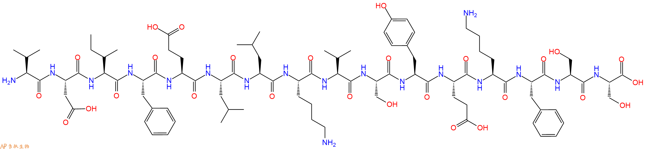 专肽生物产品H2N-Val-Asp-Ile-Phe-Glu-Leu-Leu-Lys-Val-Ser-Tyr-Gl