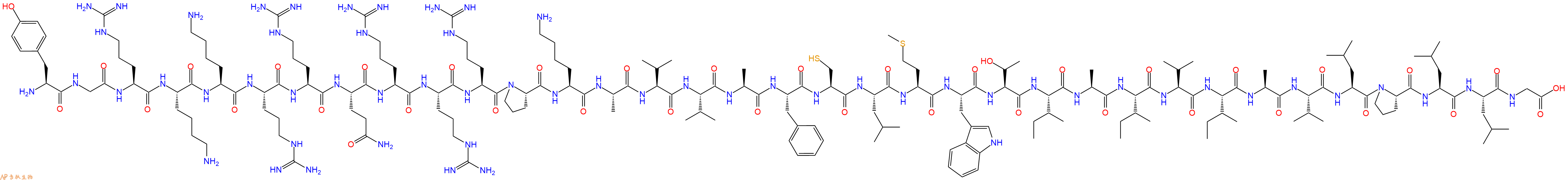 专肽生物产品H2N-Tyr-Gly-Arg-Lys-Lys-Arg-Arg-Gln-Arg-Arg-Arg-Pr
