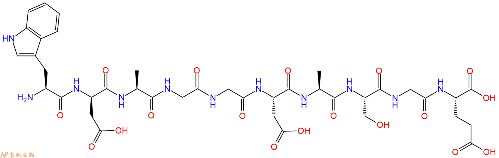 专肽生物产品H2N-Trp-DAsp-Ala-Gly-Gly-Asp-Ala-Ser-Gly-Glu-COOH