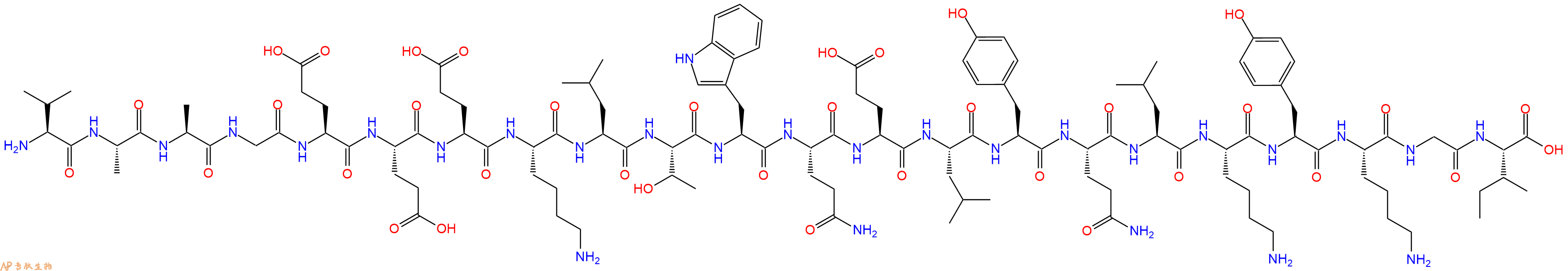专肽生物产品H2N-Val-Ala-Ala-Gly-Glu-Glu-Glu-Lys-Leu-Thr-Trp-Gl