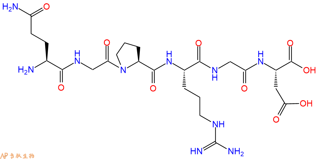 专肽生物产品H2N-Gln-Gly-Pro-Arg-Gly-Asp-COOH