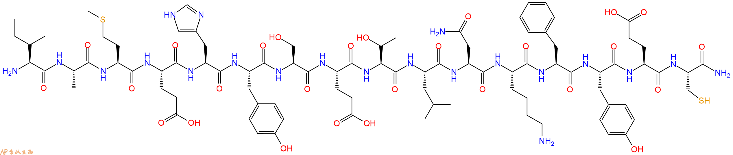 专肽生物产品H2N-Ile-Ala-Met-Glu-His-Tyr-Ser-Glu-Thr-Leu-Asn-Ly