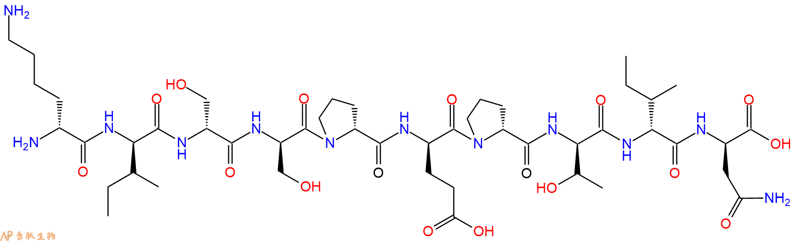 专肽生物产品H2N-DLys-DIle-DSer-DSer-DPro-DGlu-DPro-DThr-DIle-D