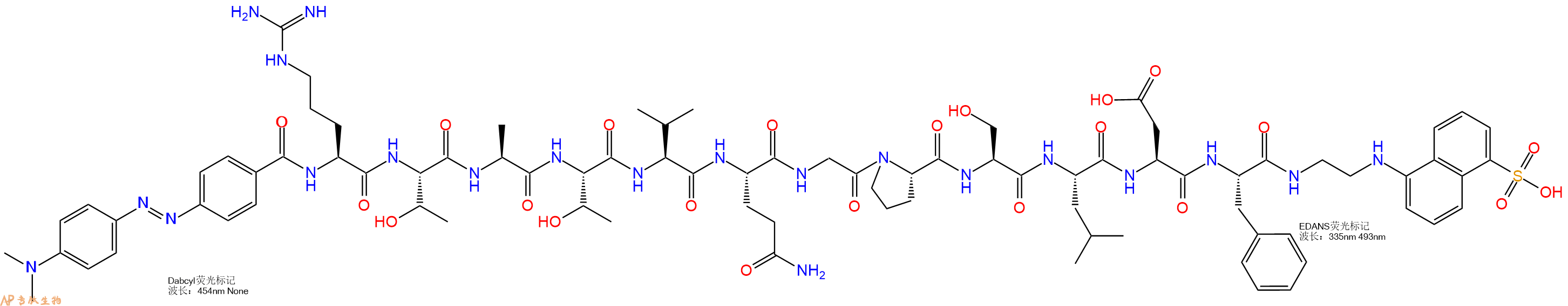 专肽生物产品DABCYL-Arg-Thr-Ala-Thr-Val-Gln-Gly-Pro-Ser-Leu-Asp