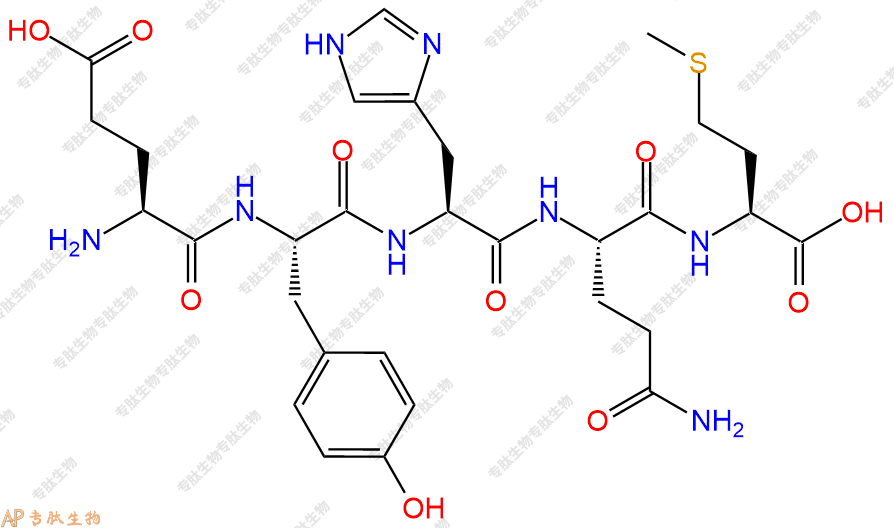 专肽生物产品H2N-Glu-Tyr-His-Gln-Met-COOH